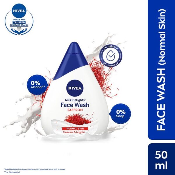 NIVEA Women Face Wash for Normal Skin, Milk Delights Saffron