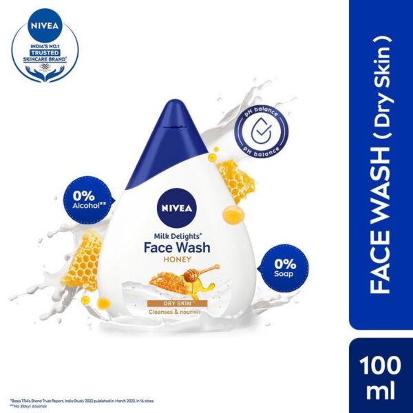 NIVEA Women Face Wash for Dry Skin, Milk Delights Honey