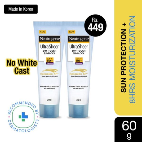Neutrogena Ultrasheer SPF50+ PA+++ Ultra Light Face Sunscreen For Dry & Oily Skin Pack Of 2 (Mini)