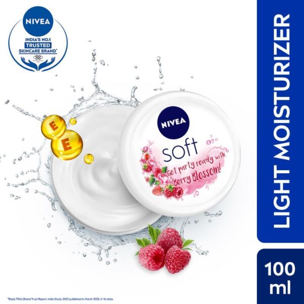 NIVEA Soft Light Moisturizing Cream Berry Blossom Fragrance With Vitamin E & Jojoba Oil