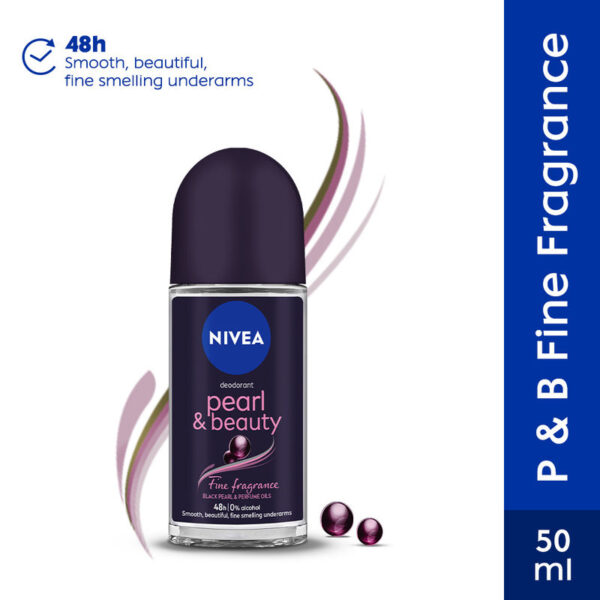 NIVEA Pearl & Beauty Fine Fragrance Deo Roll For Women, 48 HR Odor Protection, 0% Alcohol